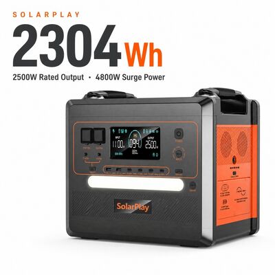 Σύστημα Αποθήκευσης Ηλιακής Ενέργειας 2304Wh 2500W LiFePO4 με UPS 97% MPPT για Ταξίδια RV Έκτακτη Ανάγκη Διακοπής Ρεύματος
