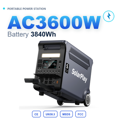 Χονδρική 3840Wh 3600W LiFePO4 Ηλιακή Γεννήτρια Γρήγορη Φόρτιση MPPT Εκτός Δικτύου Εξωτερική Τροφοδοσία Κάμπινγκ Απόθεμα ΗΠΑ